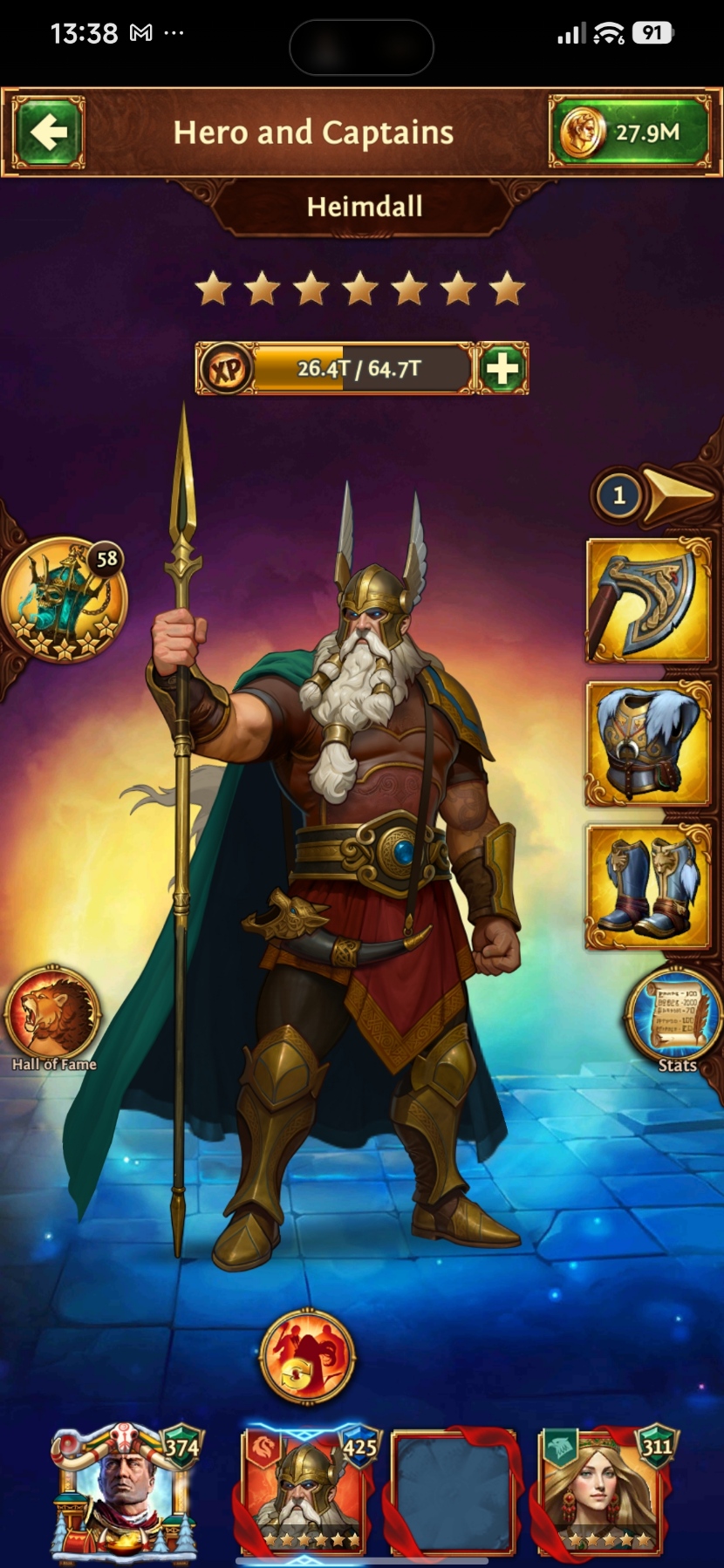 Captain Heimdall with Ragnarok attack gear and Ghostflame Lantern
